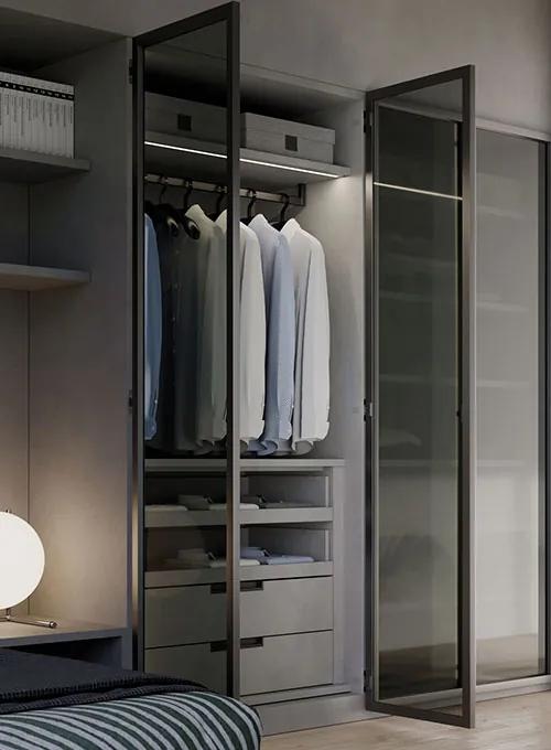 Armario vestidor con perfilería y accesorios